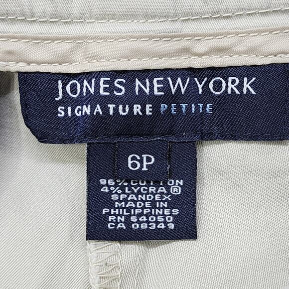 Jones New York Pants Womens 6P PETITE Beige Khaki Mid Rise Straight Leg Preppy - Picture 4 of 10